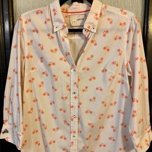 Cute bicycle print button down Anthropologie